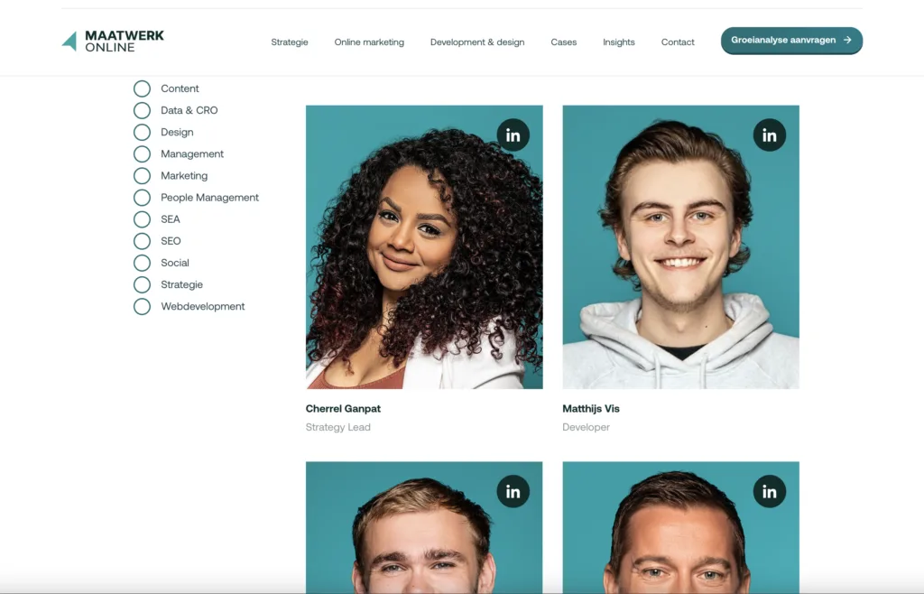 Consistente profielfoto's voor Maatwerk Online